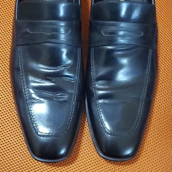 BRUNO MAGLI Black Leather Loafers - Size 14