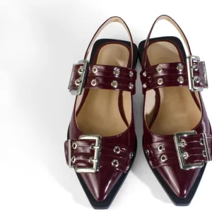 Buckle Flats Pointed Toe Eyelet Slingback Flats Fashion Grommet Ballet Flats