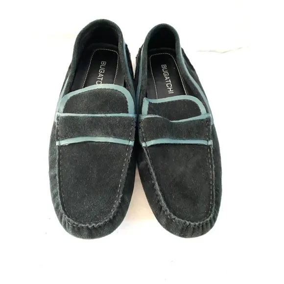 Bugatchi black suede leather loafers 10