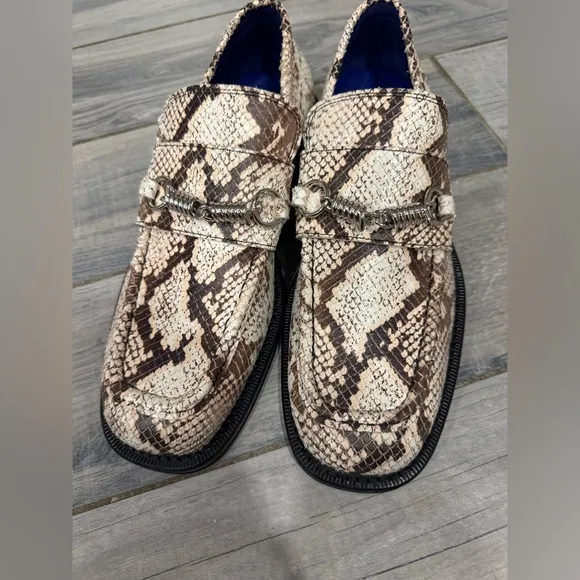 Burberry Barbed Python Print Loafers