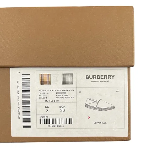 Burberry Beige Alport Icon Espadrilles