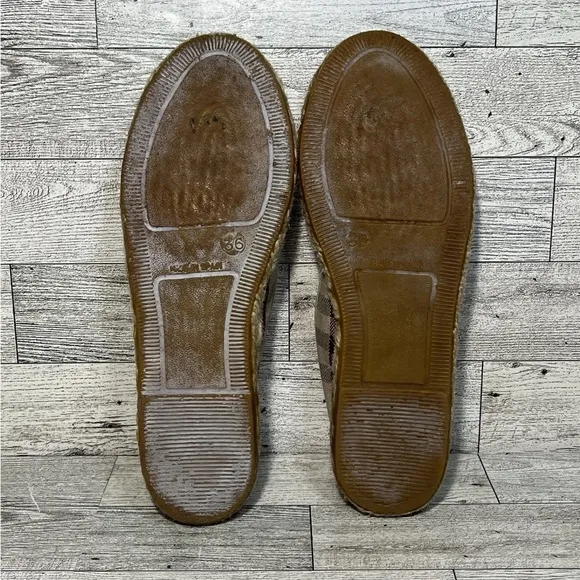 Burberry Flat Espadrilles Canvas Plaid Loafer Flat Shoes Size 36EUR 5.5US