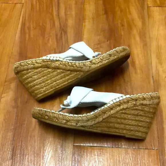 Burberry Nova Check White Wedge Espadrilles Size 7
