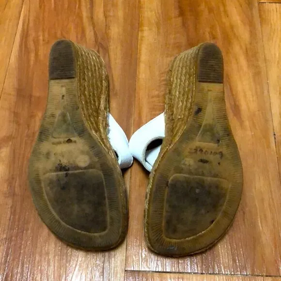 Burberry Nova Check White Wedge Espadrilles Size 7