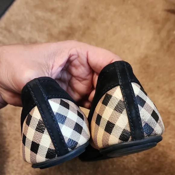 Burberry Suede and Nova Check Pattern Flats