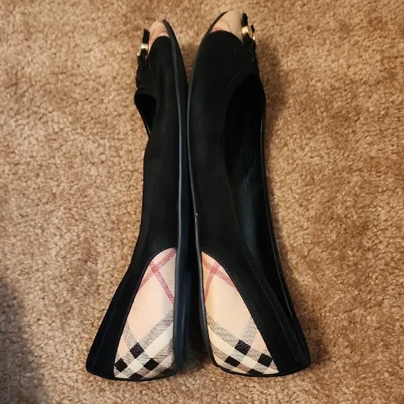 Burberry Suede and Nova Check Pattern Flats