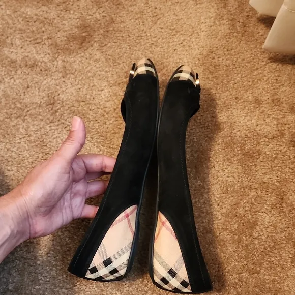 Burberry Suede and Nova Check Pattern Flats