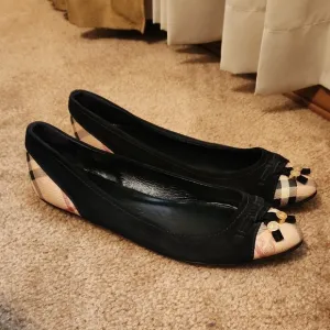 Burberry Suede and Nova Check Pattern Flats