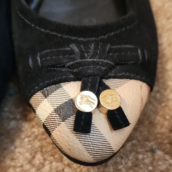 Burberry Suede and Nova Check Pattern Flats