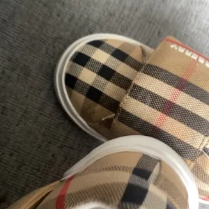 Burberry Tan and Black Sneakers with Iconic Check Pattern