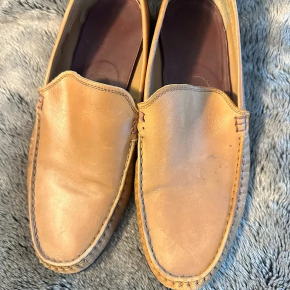 Burtons Menswear London Leather Slip On Tan Loafers, size 11