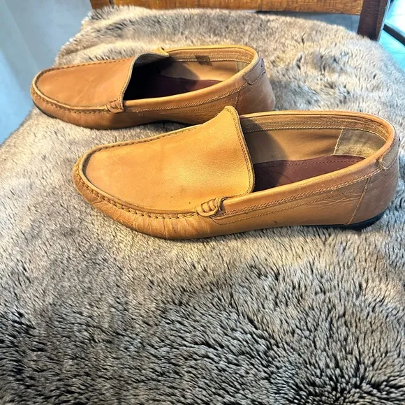 Burtons Menswear London Leather Slip On Tan Loafers, size 11