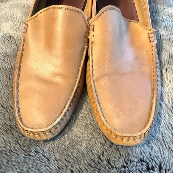 Burtons Menswear London Leather Slip On Tan Loafers, size 11