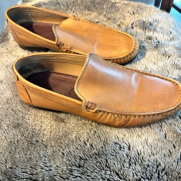 Burtons Menswear London Leather Slip On Tan Loafers, size 11