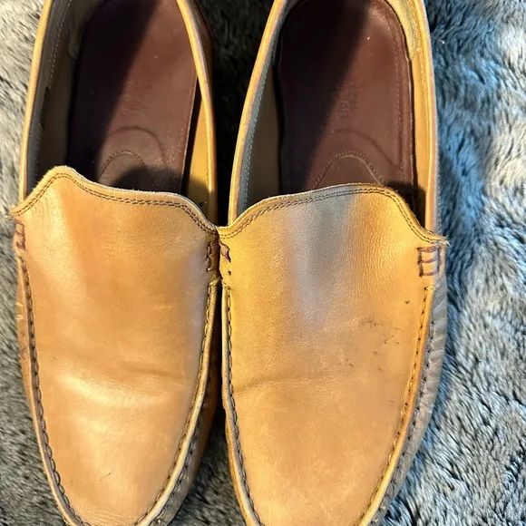 Burtons Menswear London Leather Slip On Tan Loafers, size 11