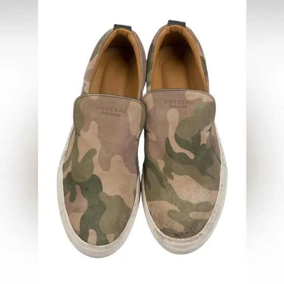 Buscemi Camo Suede Slip-On Sneakers