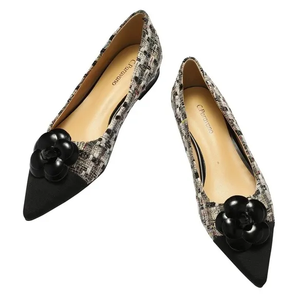 C. Paravano Flat Shoes Women I Pointed Toe Shoes For Women I Women Pumps I Tweed