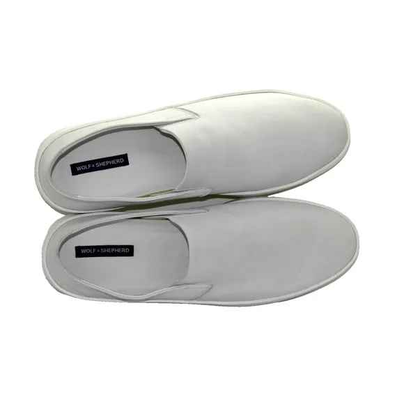 C0 NEW WOLF &amp; SHEPHERD Cruise White Leather Sneaker Loafers US 12 EU 45 $229