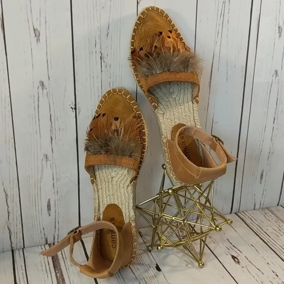 Camila's Feather Boho Chic Espadrilles Women's 7.5/8