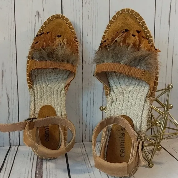 Camila's Feather Boho Chic Espadrilles Women's 7.5/8