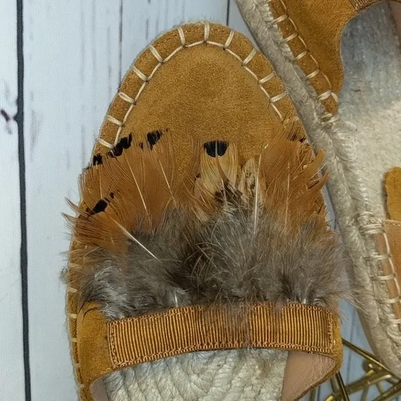 Camila's Feather Boho Chic Espadrilles Women's 7.5/8