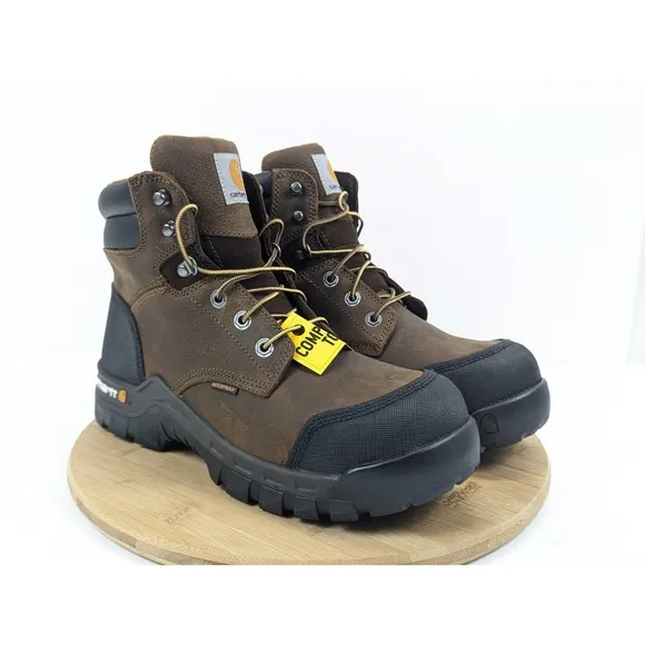 Carhartt Work Boots Mens 10 M Brown Composite Toe 6&quot; Rugged Flex Waterproof