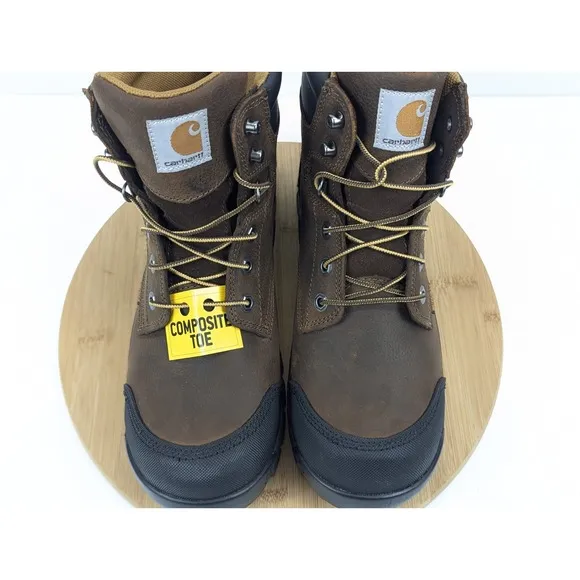 Carhartt Work Boots Mens 10 M Brown Composite Toe 6&quot; Rugged Flex Waterproof