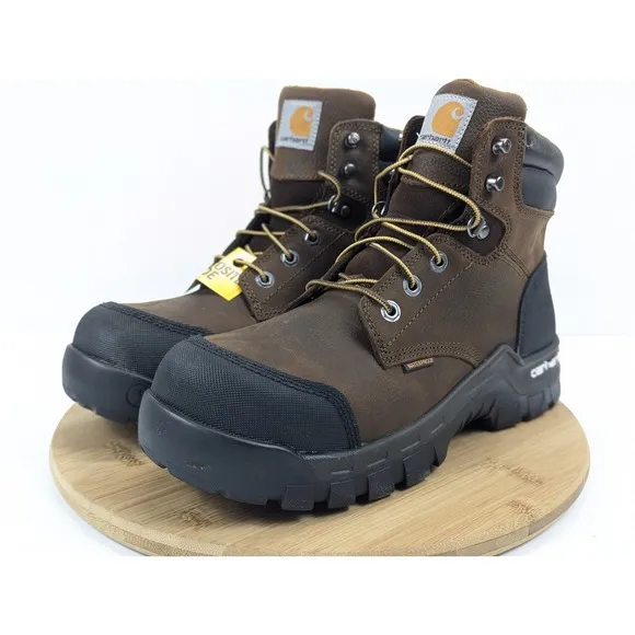 Carhartt Work Boots Mens 10 M Brown Composite Toe 6&quot; Rugged Flex Waterproof