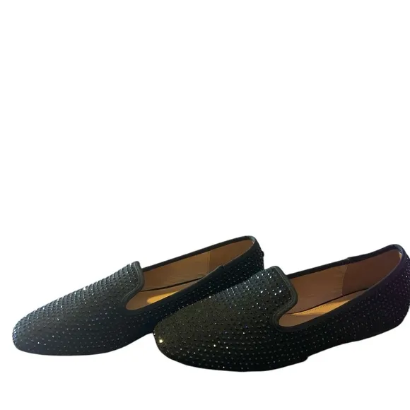 Carvela Ladies Black Glitter Loafers, Size Uk 40.5    US 9.5