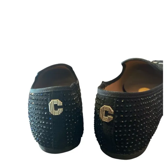 Carvela Ladies Black Glitter Loafers, Size Uk 40.5    US 9.5
