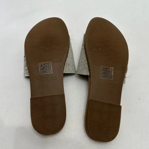 Catherine Malandrino Sparkly Bling Faux Crystal Slides Sandals Size 8 NEW