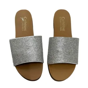 Catherine Malandrino Sparkly Bling Faux Crystal Slides Sandals Size 8 NEW
