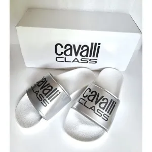 CAVALLI CLASS Women’s Comfort Pool White Logo Slides NEW WITH BOX MSRP $195