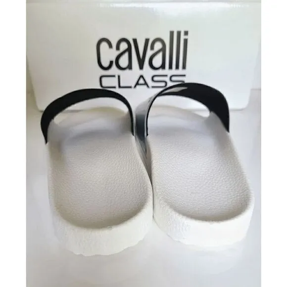 CAVALLI CLASS Women’s Comfort Pool White Logo Slides NEW WITH BOX MSRP $195