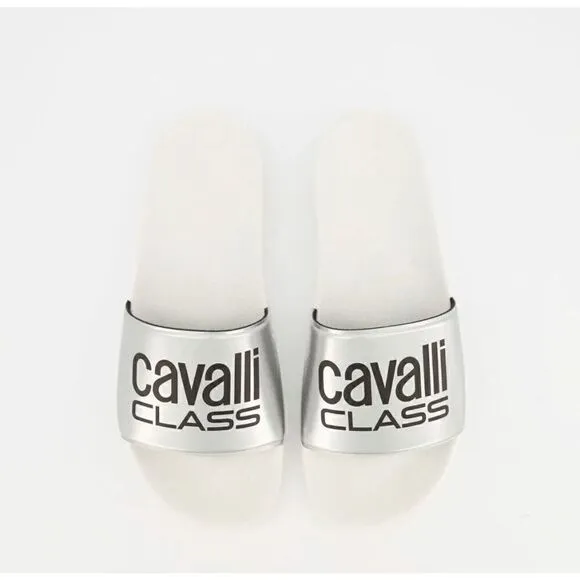 CAVALLI CLASS Women’s Comfort Pool White Logo Slides NEW WITH BOX MSRP $195