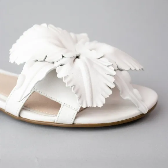 Cecelia New York Lila White Floral Sandals Slides Size 8