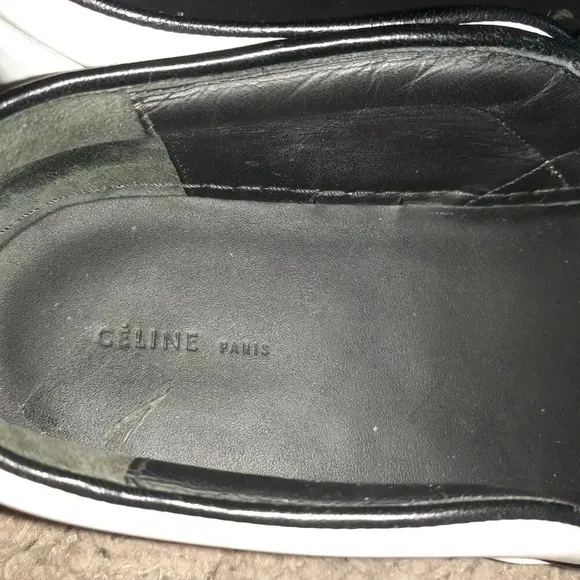 CELINE Paris-White Patent Leather Flatform Loafers-Sz 39.5-Excellent