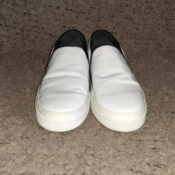CELINE Paris-White Patent Leather Flatform Loafers-Sz 39.5-Excellent
