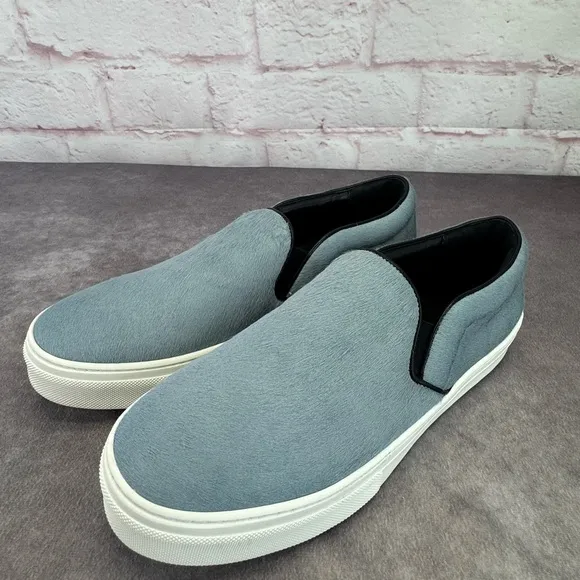 Celine Pony Hair Light Blue Slip-On Sneakers 38.5 NEW