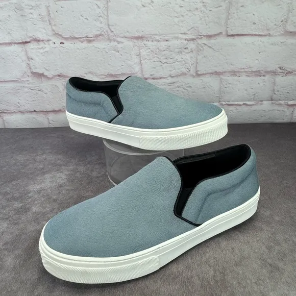 Celine Pony Hair Light Blue Slip-On Sneakers 38.5 NEW