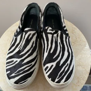 Celine Zebra Print Ponyhair Slip-On Sneakers Size 6