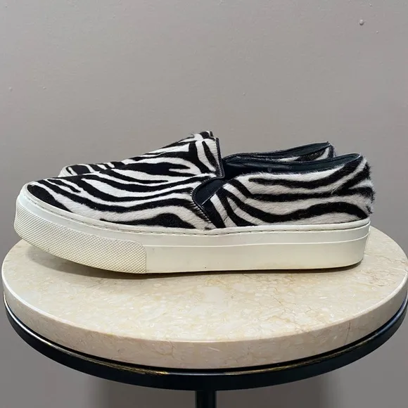 Celine Zebra Print Ponyhair Slip-On Sneakers Size 6