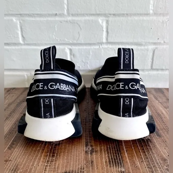 CERTIFIED AUTHENTIC Dolce &amp; Gabbana Sorrento Black and White Slip-On Sneakers