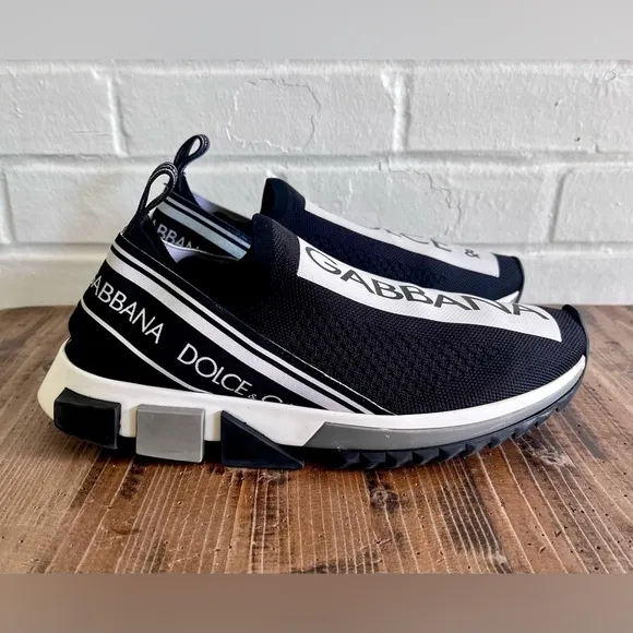 CERTIFIED AUTHENTIC Dolce &amp; Gabbana Sorrento Black and White Slip-On Sneakers