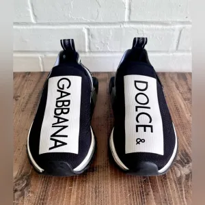 CERTIFIED AUTHENTIC Dolce &amp; Gabbana Sorrento Black and White Slip-On Sneakers