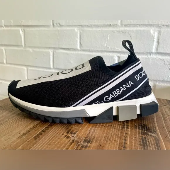 CERTIFIED AUTHENTIC Dolce &amp; Gabbana Sorrento Black and White Slip-On Sneakers