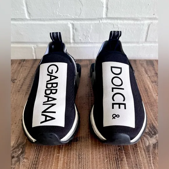 CERTIFIED AUTHENTIC Dolce &amp; Gabbana Sorrento Black and White Slip-On Sneakers