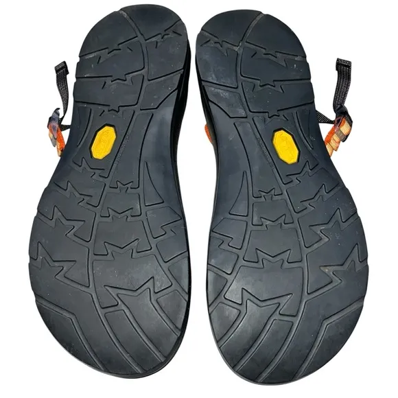 Chaco Orange &amp; Gold Zong Ecotread Slip On Strappy Sandals Slides Shoes size 11