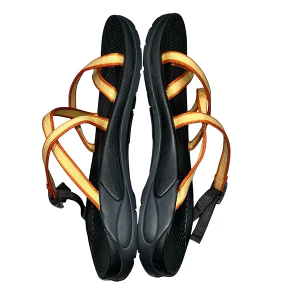 Chaco Orange &amp; Gold Zong Ecotread Slip On Strappy Sandals Slides Shoes size 11