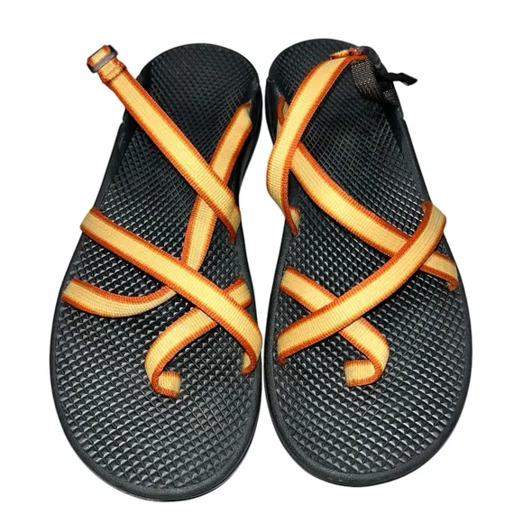 Chaco Orange &amp; Gold Zong Ecotread Slip On Strappy Sandals Slides Shoes size 11